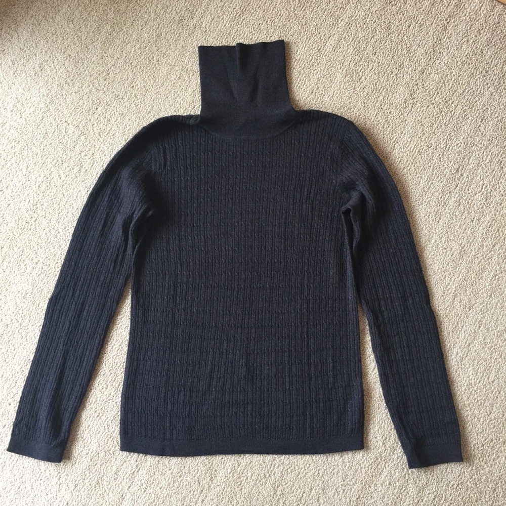 Vintage Pendleton Charcoal Lightweight Merino Cabled Turtleneck W's Small